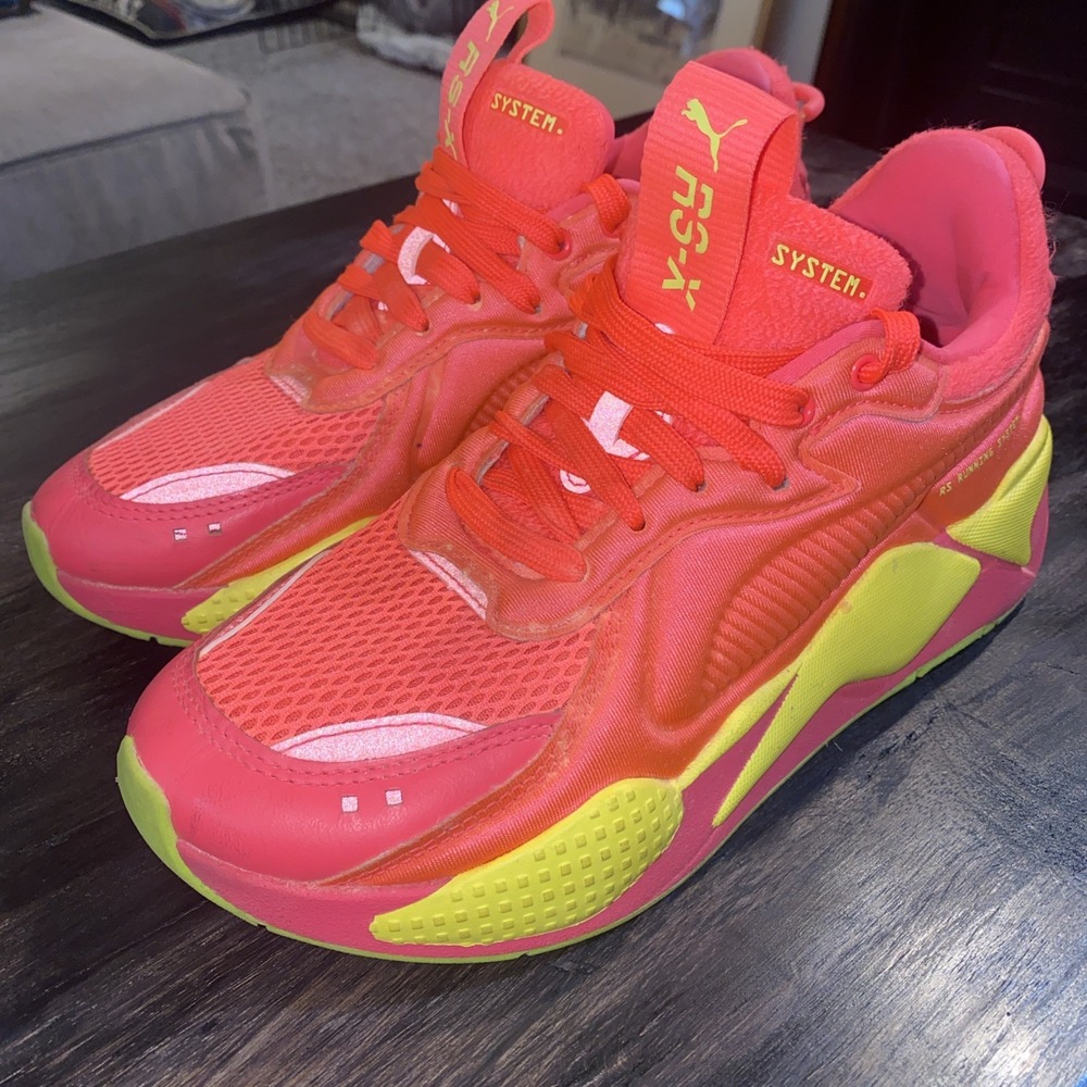 Puma RS-X Soft Case Pink Alert/Yellow Running Shoes 371983-01 Women Size 8
